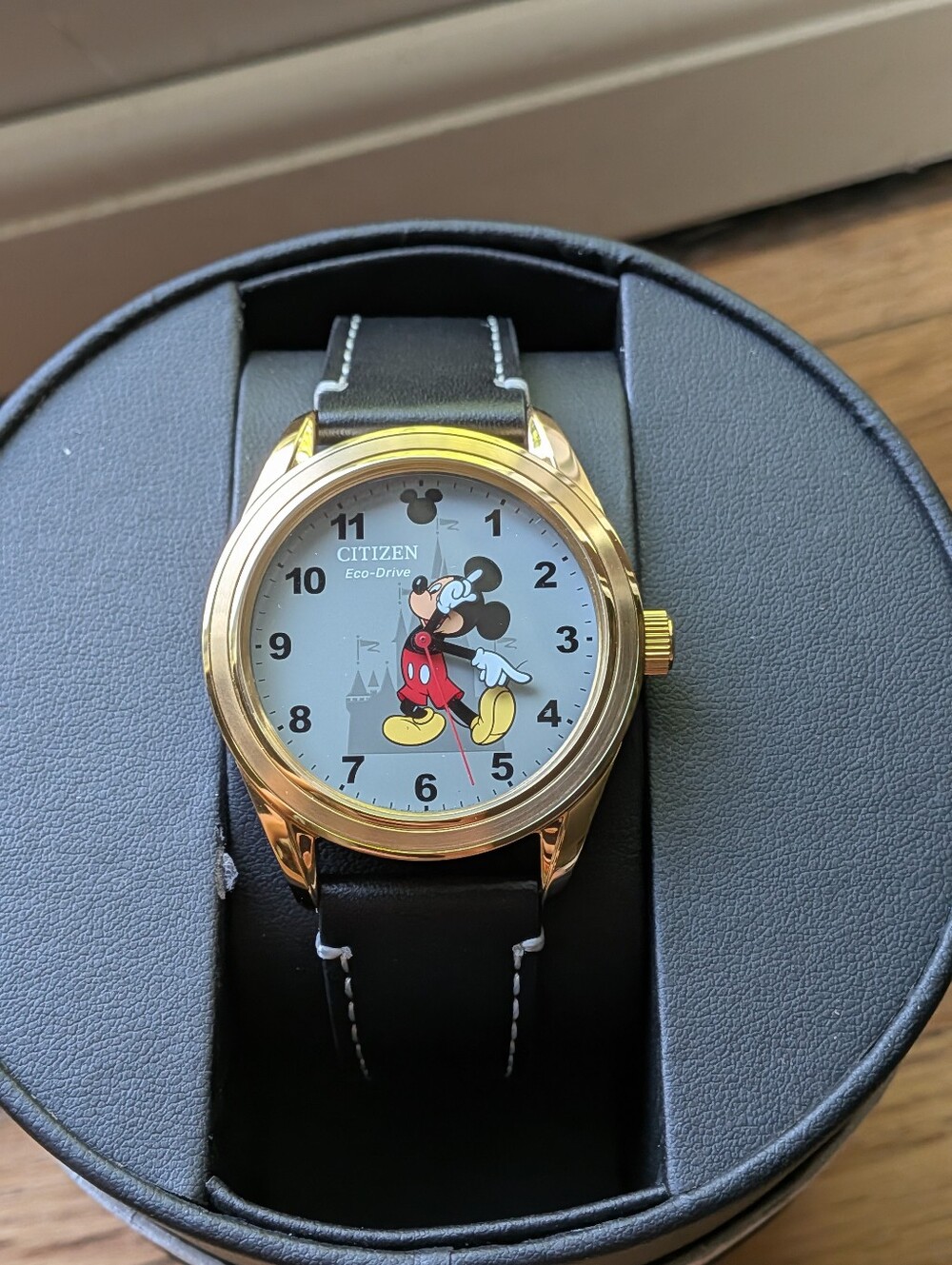 Disney Citizen Gold Tone Mickey Mouse Watch with Black Strap